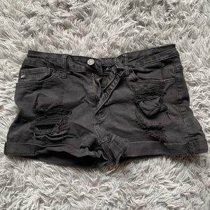 KanCan Ripped Black Jean Shorts